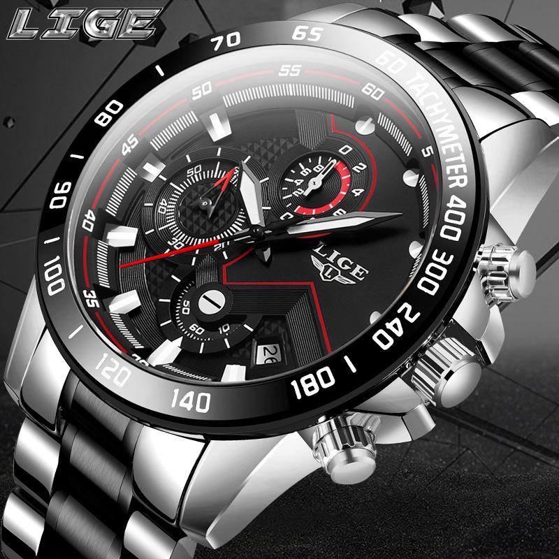Wristwatches LIGE Fashion Military Watches Men's Stainless Steel Band Waterproof Black Quartz Wristwatch Chronograph Clock Male Sports Watch, Rose gold blue
Wristwatches LIGE Fashion Military Watches Men's Stainless Steel Band Waterproof Black Quartz Wristwatch Chronograph Clock Male Sports Watch, Rose gold blue
