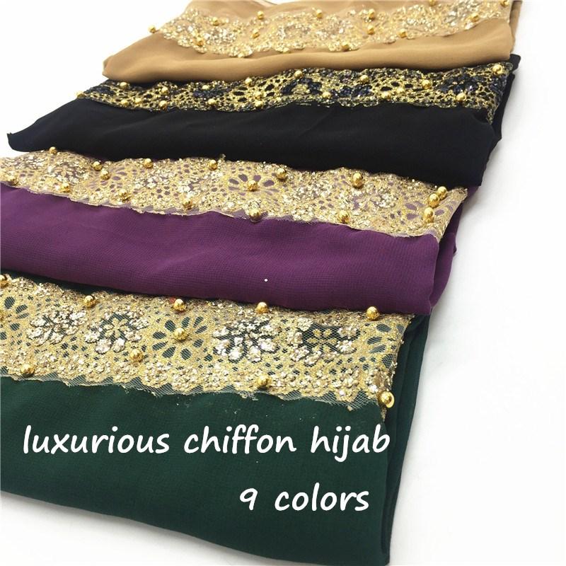Scarves 1PCS Fashion Hi-Q Luxury Women Scarf Shawl Plain Solid Chiffon With Lace Pearls Bandana Foulard Hijab Muslim Wraps
Scarves 1PCS Fashion Hi-Q Luxury Women Scarf Shawl Plain Solid Chiffon With Lace Pearls Bandana Foulard Hijab Muslim Wraps