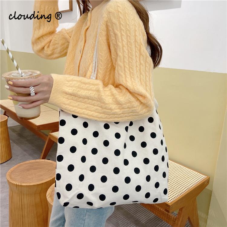 Polka Dot Handbag Female Spring and Autumn Large Capacity Korean Student Retro Shopping Tote Canvas Bag Casual Shoulder Bag, Big
Polka Dot Handbag Female Spring and Autumn Large Capacity Korean Student Retro Shopping Tote Canvas Bag Casual Shoulder Bag, Big