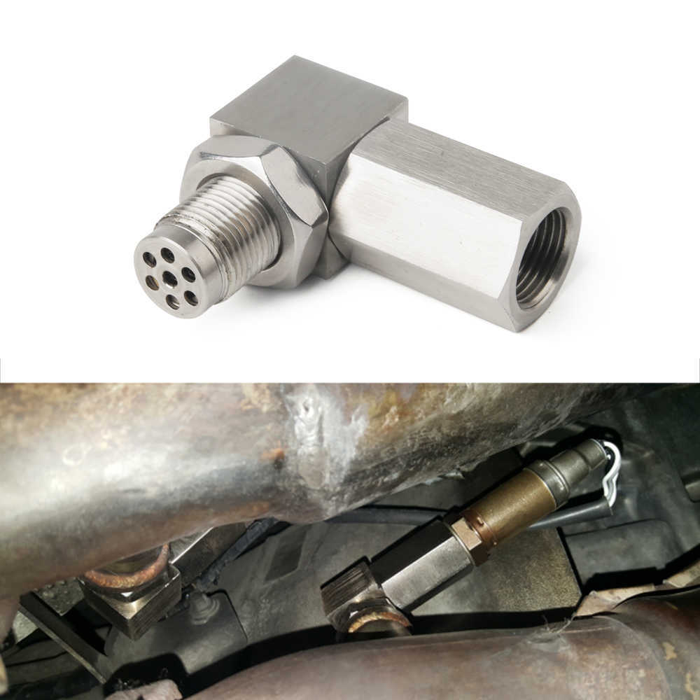 Universal Extender 90 Degree 02 Bung Extension Catalytic Converter O2 Oxygen Sensor Spacer Car