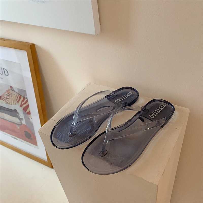 Summer Transparent Flip-Flop Women Sandals Soft Bathroom Outdoor Slippers Women Non-slip Basic Home Shoes Women Slides 210611