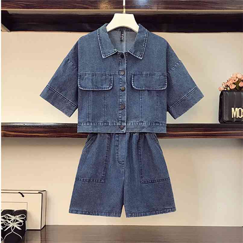 L-4XL Denim Two piece set For Women Summer Lapel Sigle-breasted Short Tops and Elastic Waist Wide-leg Shorts Sets 210602, Only shorts
L-4XL Denim Two piece set For Women Summer Lapel Sigle-breasted Short Tops and Elastic Waist Wide-leg Shorts Sets 210602, Only shorts