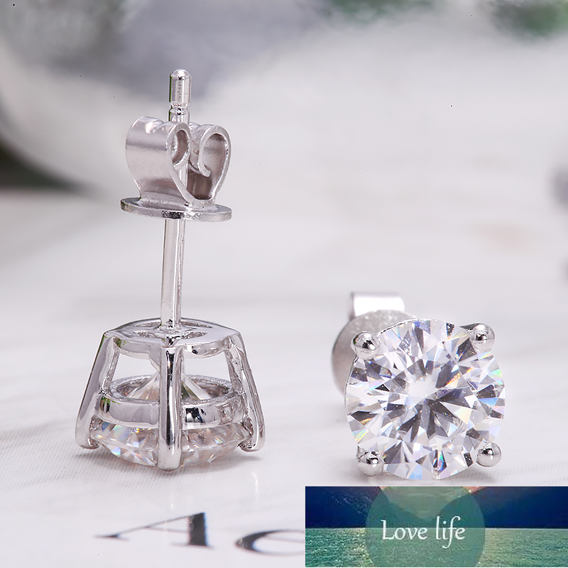 AEAW Round Moissanite Cut Total 200ct 65mm Diamond Test Passed Moissanite Silver Earring Jewelry Girlfriend Gift2692217