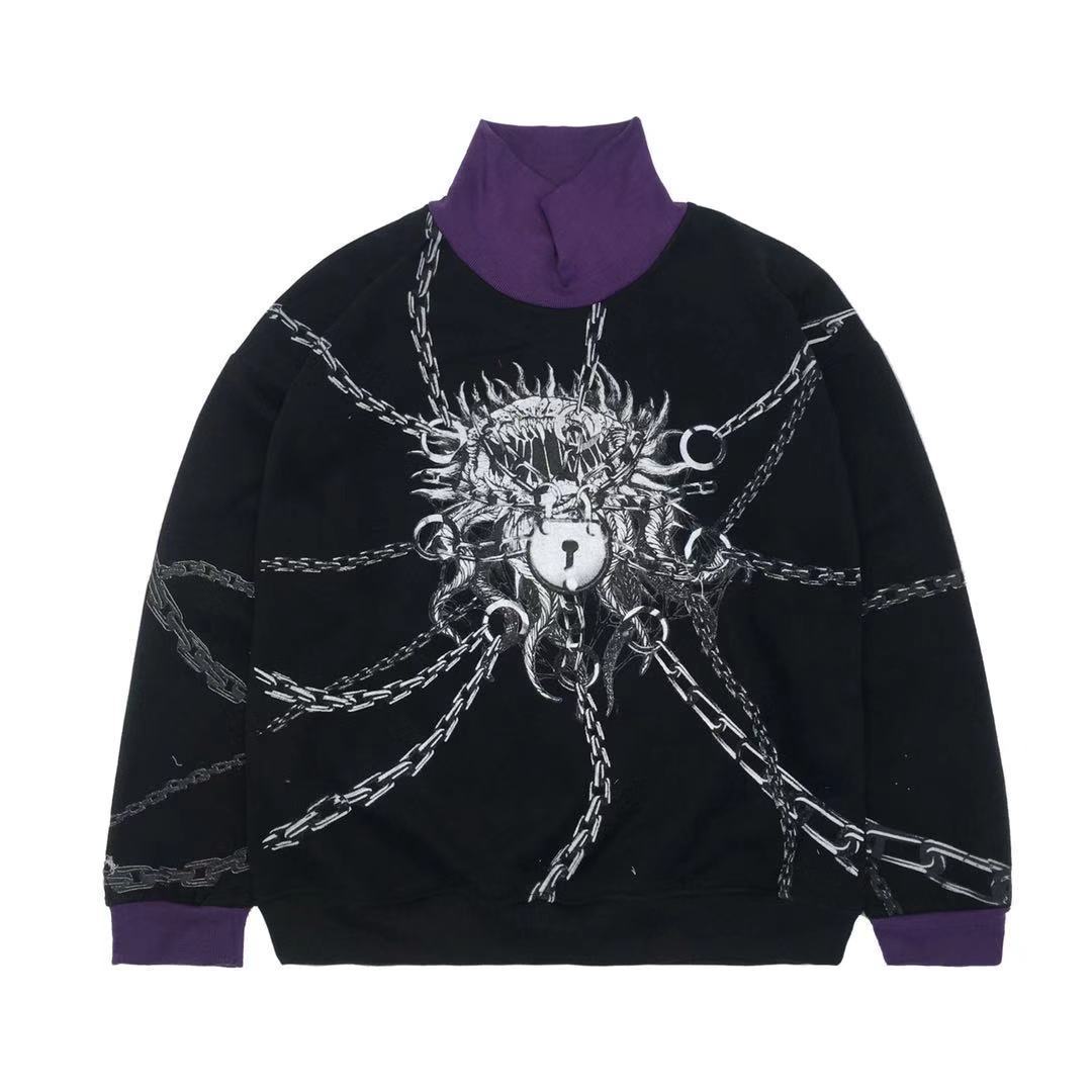 Neploe Turtleneck Plus Velet Pullover Sweatshirt Contrast Color Patchwork Tops Jumper Harajuku Print Long Sleeve Hoodies 56959 201212