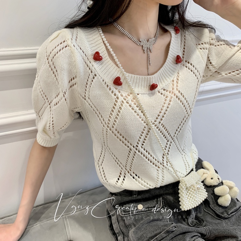 women's sweaters pullover womens sweater hollow love knitted short sleeve summer fashion u0au, White;black
women's sweaters pullover womens sweater hollow love knitted short sleeve summer fashion u0au, White;black