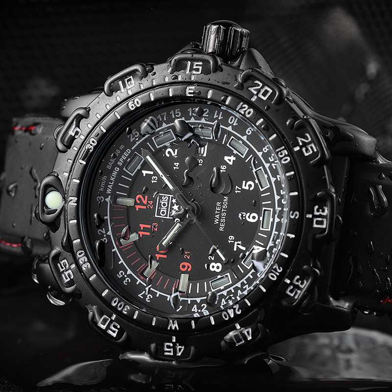 Wristwatches Addies Men's Watch Silicone Strap 50m Waterproof Military Sports Quartz 45mm Rotating Bezel Alloy Case Tube Luminous, Black
Wristwatches Addies Men's Watch Silicone Strap 50m Waterproof Military Sports Quartz 45mm Rotating Bezel Alloy Case Tube Luminous, Black