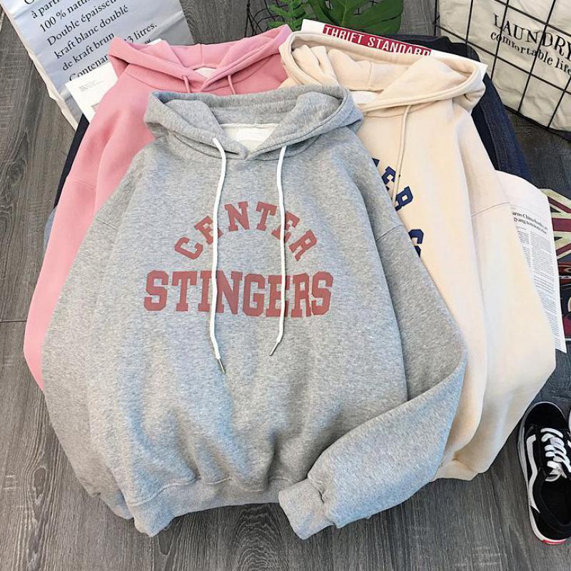 Zuolunouba Winter Thick Section Women's Clothing Print Letter Harajuku Women Hoody Sweatshirt Fashion Long Sleeve Lady Pullover 201212