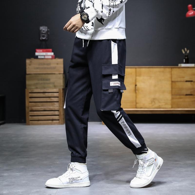 Hip Hop Harem Joggers Cargo Pants for Men with Multi-Pockets Ribbons Man Sweatpants Streetwear Casual Mens S-5XL Z260315