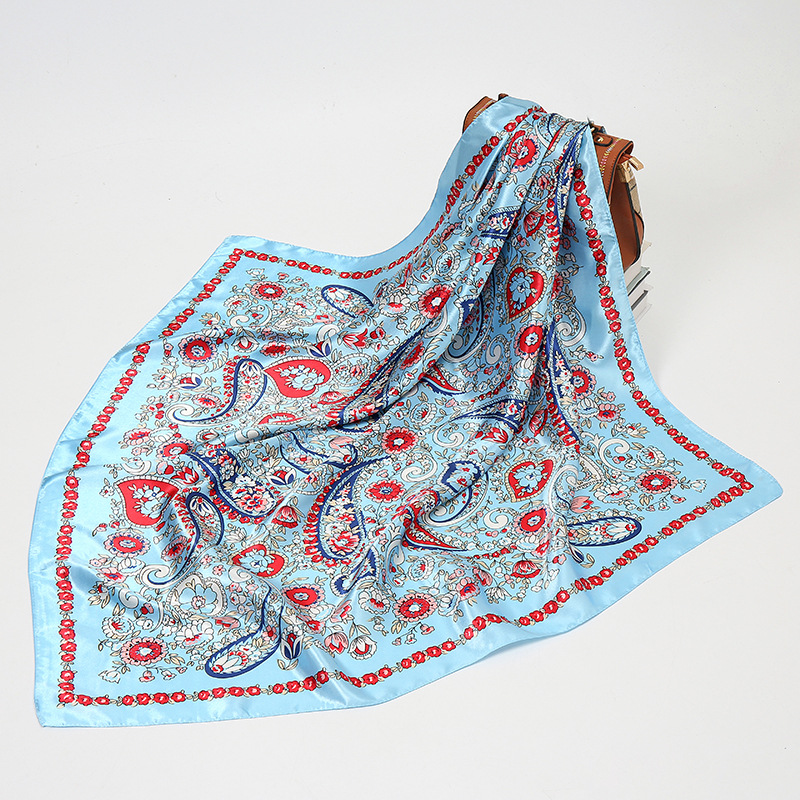 Bohemia Printed Silk Scarves Women 90*90cm Square Head Hijab Scarf Ladies Spring Shawl Wrap Muffler Pareo Bandanna Female