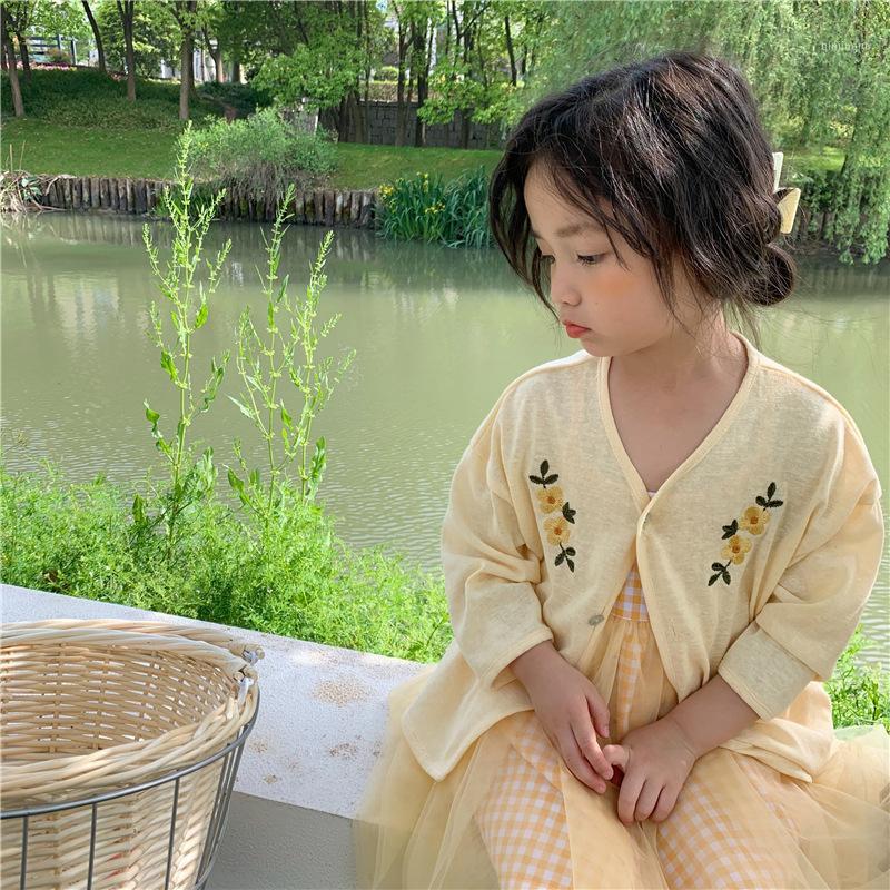 Jackets Summer Girls Shirt Knit Cardigan V-neck Coat Embroidery Tops Korean Sun Protection Clothing Kids Clothes, Blue;gray
Jackets Summer Girls Shirt Knit Cardigan V-neck Coat Embroidery Tops Korean Sun Protection Clothing Kids Clothes, Blue;gray