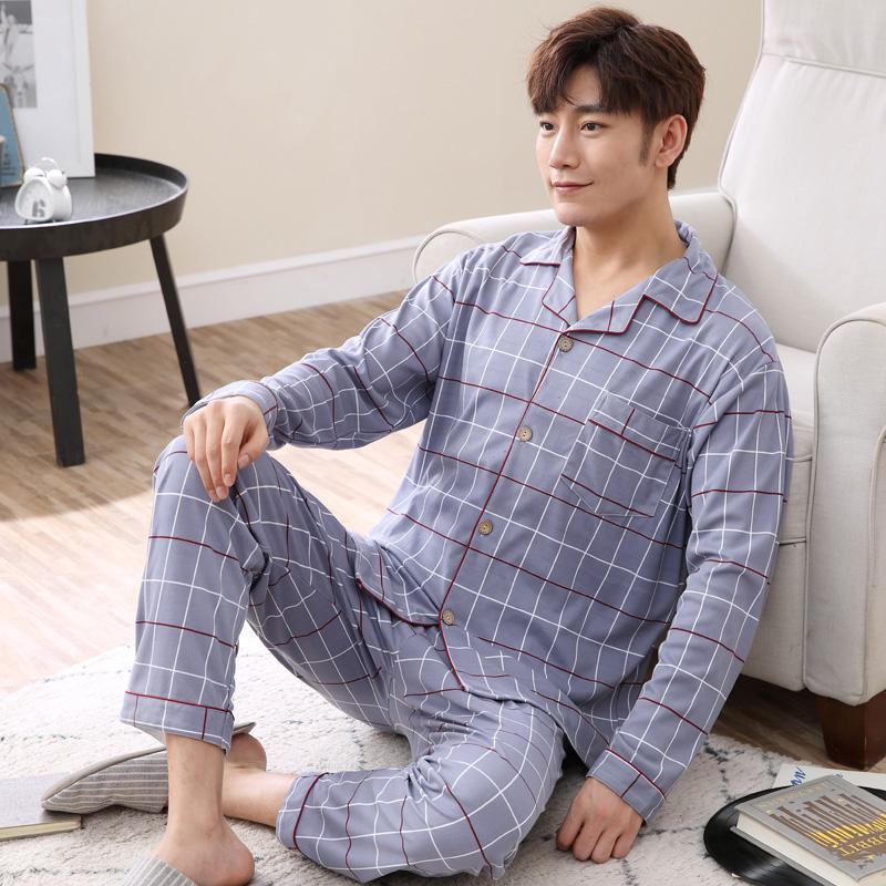 Men's Sleepwear 2021 Spring Casual Plaid Cotton Pajama Sets For Men Long Sleeve Cardigan Pyjama Male Homewear Loungewear Home Clothes, 7107
Men's Sleepwear 2021 Spring Casual Plaid Cotton Pajama Sets For Men Long Sleeve Cardigan Pyjama Male Homewear Loungewear Home Clothes, 7107