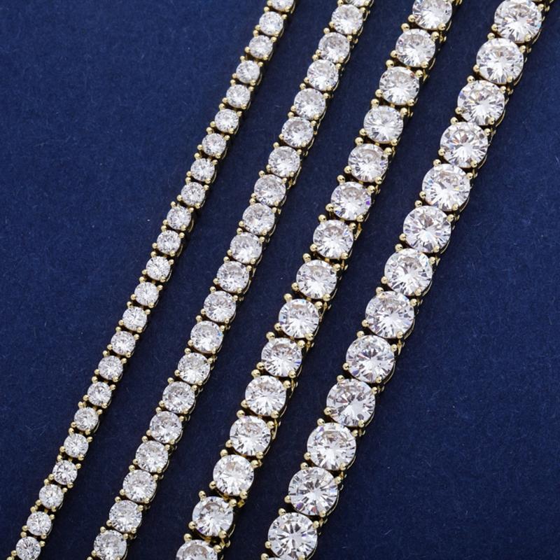 Chains Vinregem Hip Hop Rock 925 Sterling Silver Created Moissanite Gemstone Unisex Tennis Chain Necklace Fine Jewelry Birthday Gi