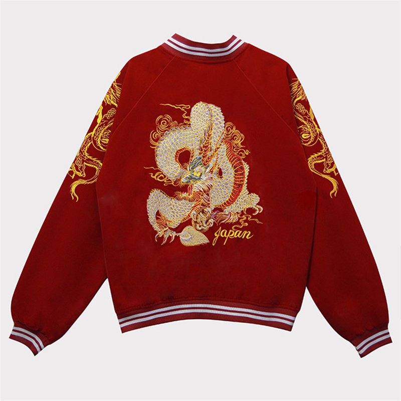 NEW Autumn winter punk embroidered dragon bomber jacket baseball uniform jacket female loose bf wind street wear fashion tops 201019