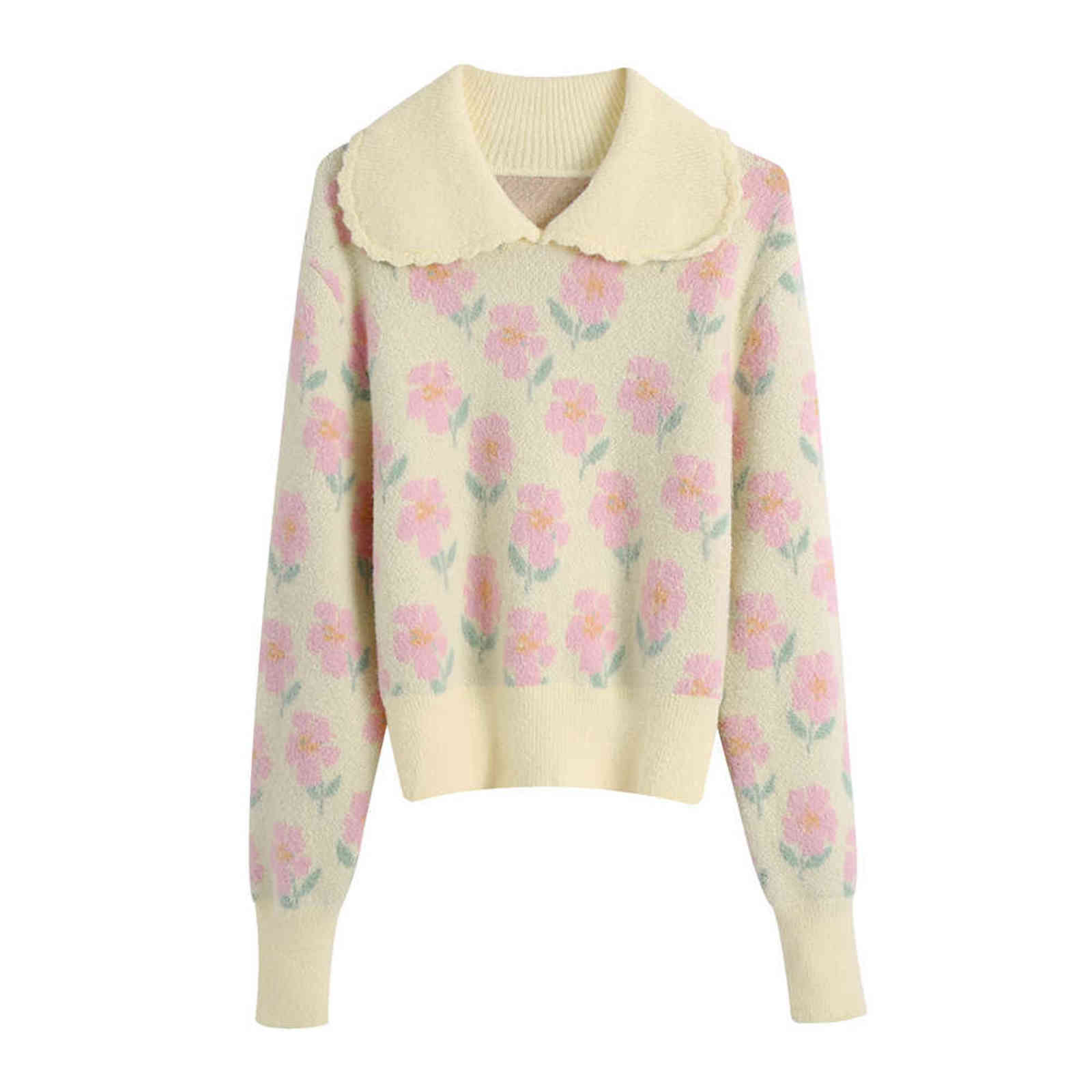 BLSQR Flowers Elegant Sweaters Female Vintage Chic Casual Tops Lady 2021 Peter Pan Collar Fashion Sweater Women Y1110, As picture
BLSQR Flowers Elegant Sweaters Female Vintage Chic Casual Tops Lady 2021 Peter Pan Collar Fashion Sweater Women Y1110, As picture
