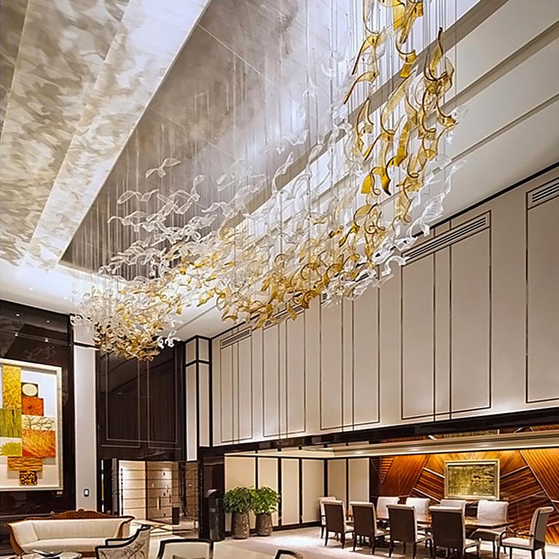 Ceiling Lights Large El Lobby Glass Chandelier Sales Department Restaurant Creative Twisted Leaf Shape Non-standard Engineering
Ceiling Lights Large El Lobby Glass Chandelier Sales Department Restaurant Creative Twisted Leaf Shape Non-standard Engineering
