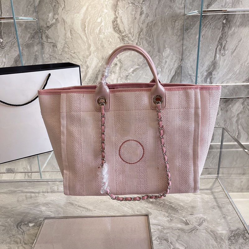 Classic Style Canvas Stripes Beach Shopping Bags Luxury Designer Womens Deauville Chain Totes Double Shoulder Large Capacity Girls Cartable 5 Colors Handbag 32C, Pink
Classic Style Canvas Stripes Beach Shopping Bags Luxury Designer Womens Deauville Chain Totes Double Shoulder Large Capacity Girls Cartable 5 Colors Handbag 32C, Pink
