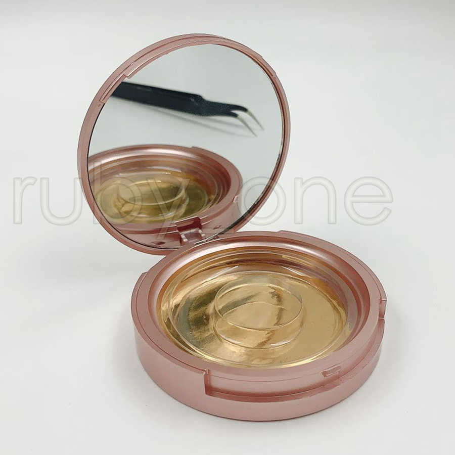 Rose Gold Round Eyelash Packaging Boxes With Mirror False Eyelashes Packaging Box Plastic Lashes Box Empty Eyelash Box Case 37setyle