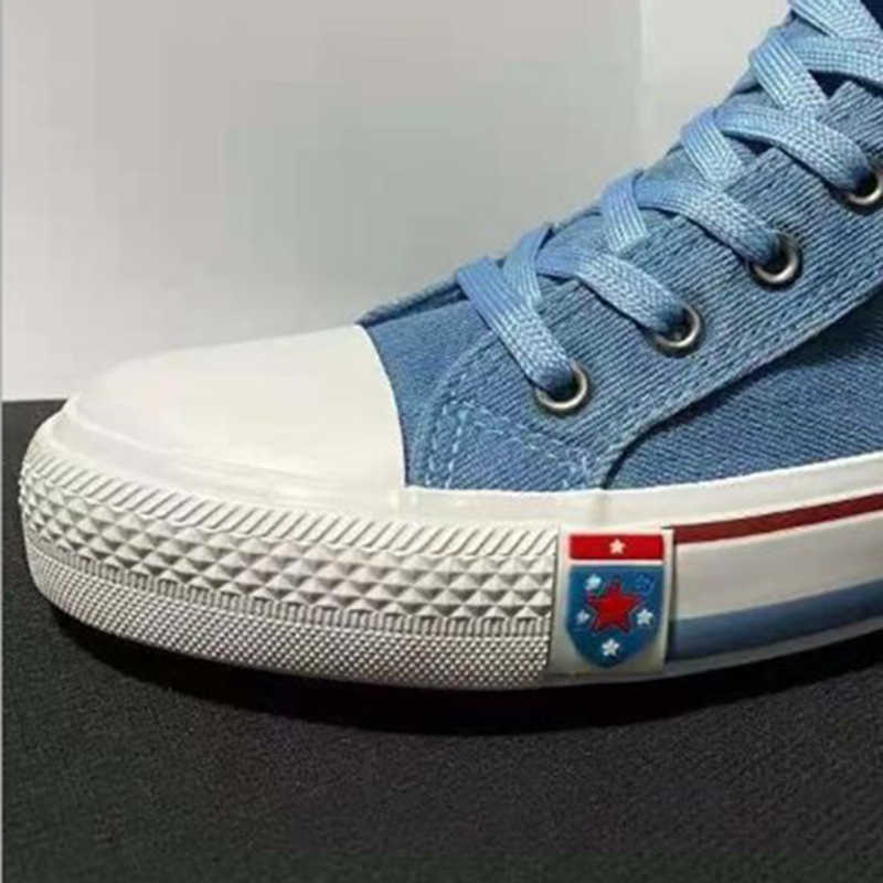 Ladies Casual Shoes Flat Bottom Lace-up Denim Canvas High Quality Roman Sneakers Zipper Decoration Summer New Style 2021 Y0907