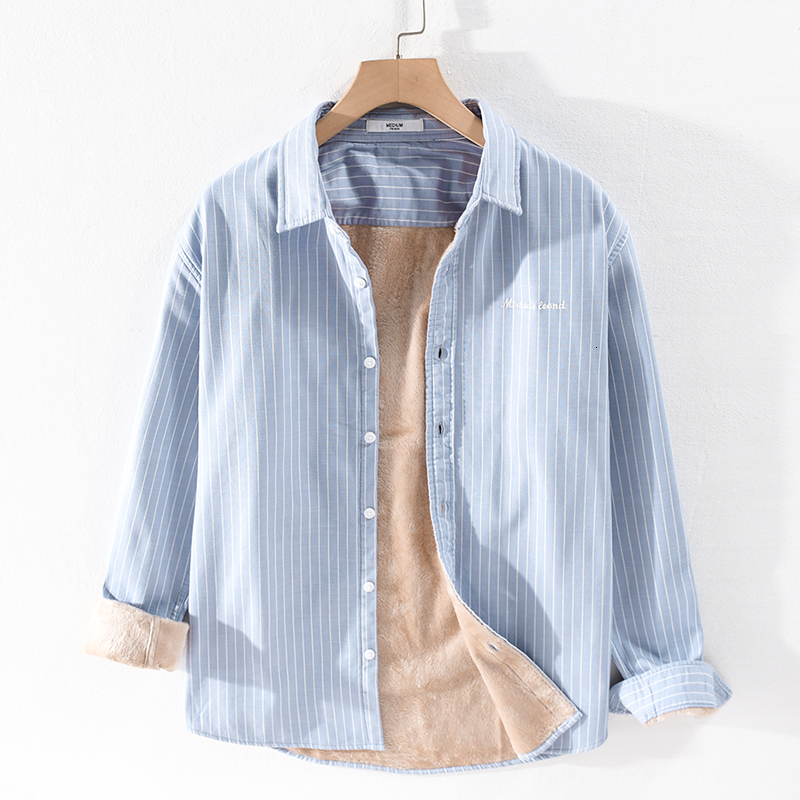 2021 New Style Autumn and Winter Veet Warm Stripe Fashion Casual Shirts for Men Long-sleeved Striped Shirt Mens Tops Mnen, Blue
2021 New Style Autumn and Winter Veet Warm Stripe Fashion Casual Shirts for Men Long-sleeved Striped Shirt Mens Tops Mnen, Blue