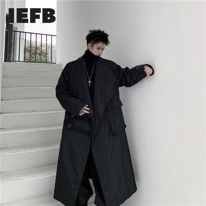 Men's Trench Coats IEFB Big Lapel Black Long Coat For Men 2021 Autumn Carabiner Decorative Pockets Loose Size Windbreaker 9Y4708
Men's Trench Coats IEFB Big Lapel Black Long Coat For Men 2021 Autumn Carabiner Decorative Pockets Loose Size Windbreaker 9Y4708