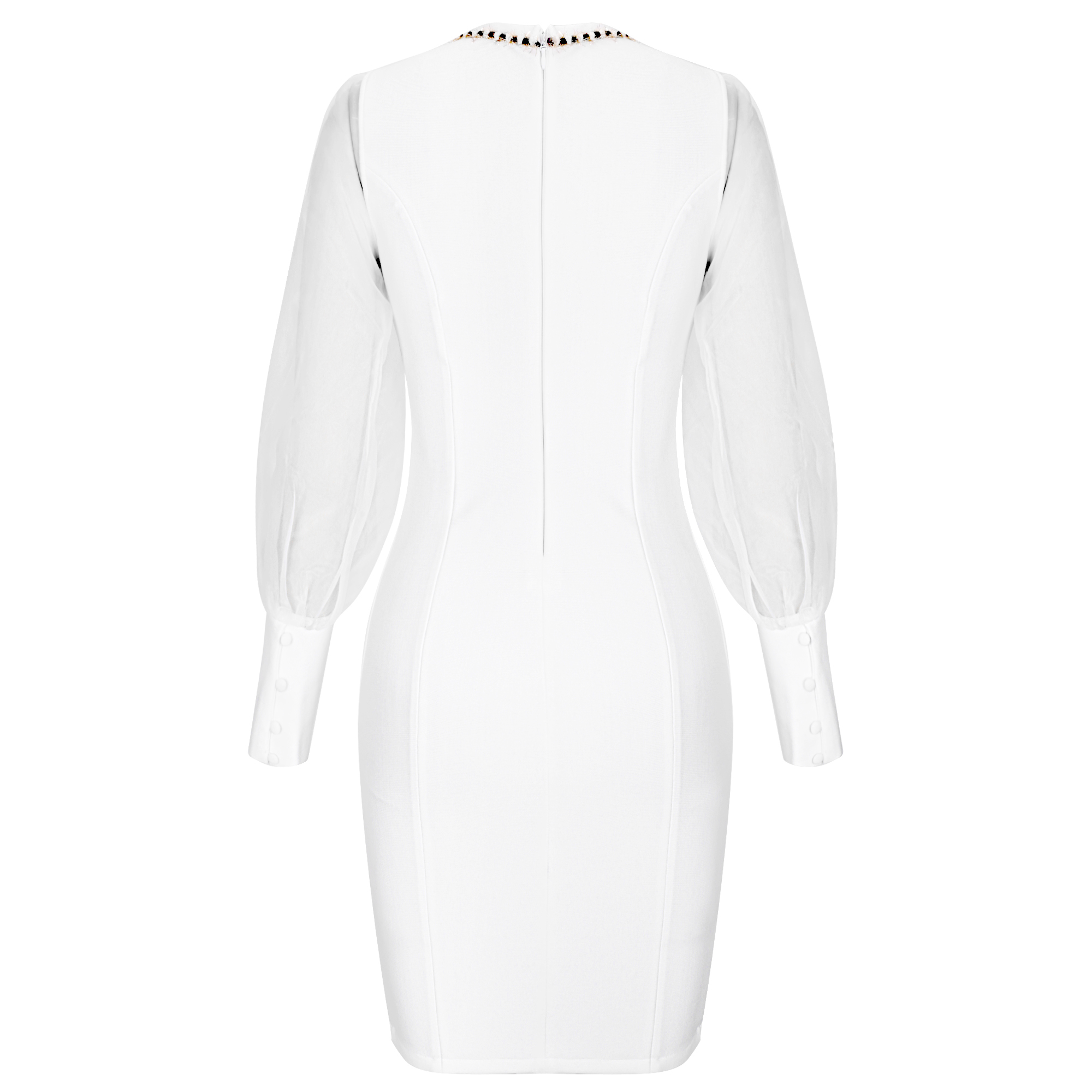 Ocstrade Bandage Dress Long Sleeve Party Dress Arrival Fall Winter Mesh Sexy White Outfits for Women Bodycon Dress Club 210303