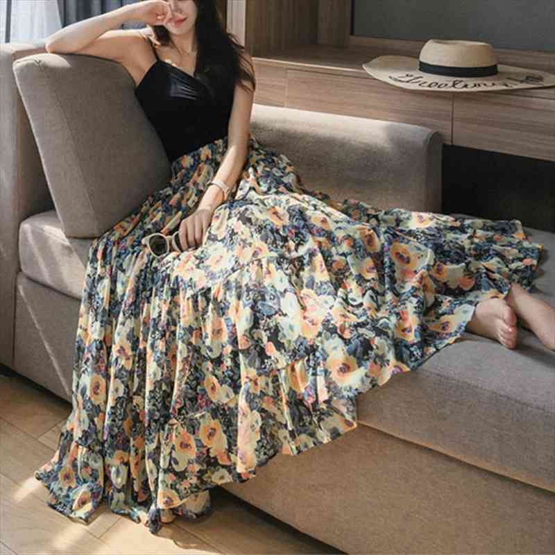 summer sweet bright floral womens skirt printed boho maxi long chiffon patchwork flared a-line casual beach ankle, Black
summer sweet bright floral womens skirt printed boho maxi long chiffon patchwork flared a-line casual beach ankle, Black