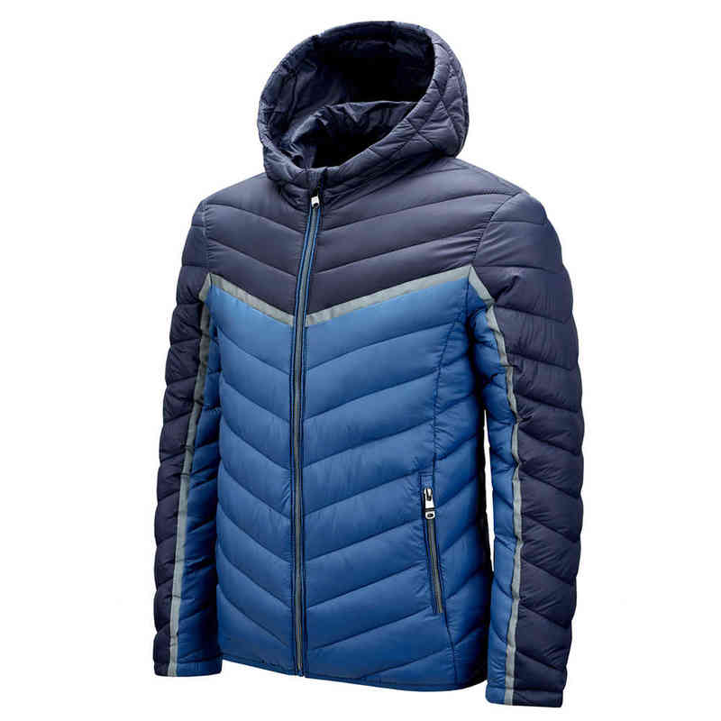 TFU Men's Winter Casual Windproof Hood Patchwork Warm Parkas Jackets Coat Men Autumn Classic Outfits Thick Parka Jacket 211214Z