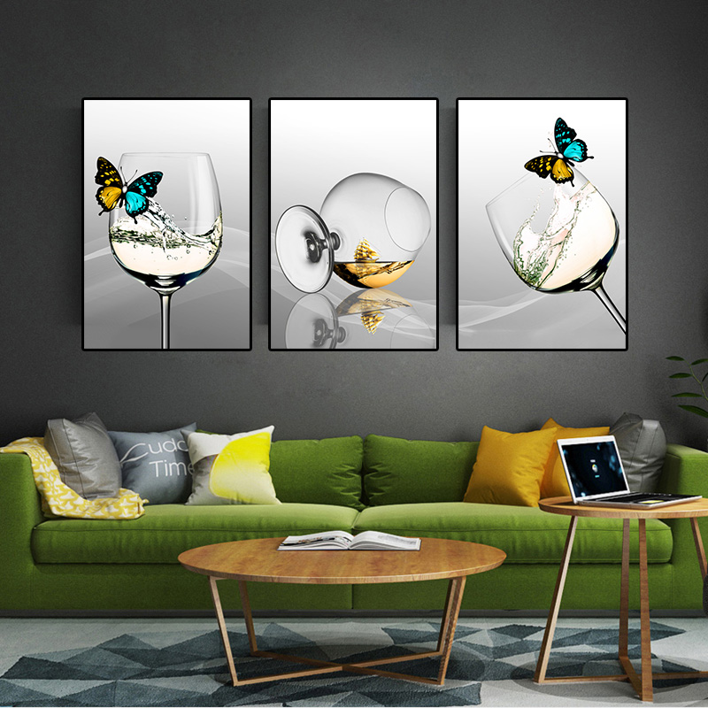 Restaurant Kitchen Boblet Butterfly Art Cuadros Unframed Decorative Painting Pictures Printed On Canvas Modern Home Decor