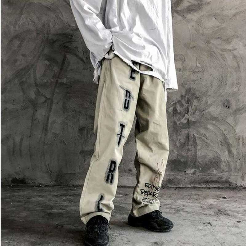 QWEEK Oversized Mall Goth Pants Grunge Aesthetic Punk Wide Leg Pants Women Streetwear Graffiti High Waist Pants Women Trousers 211006