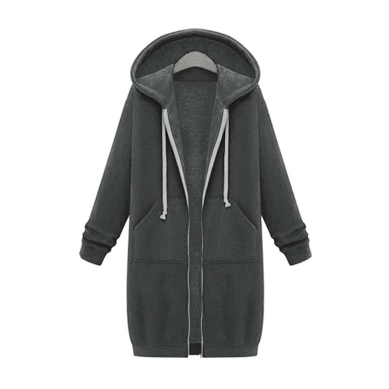 Autumn Winter Zipper Long Hoodies Coat Women Long Sleeve Oversized Sweatshirt Tops Fashion Vintage Sweatshirts Outwear 201202