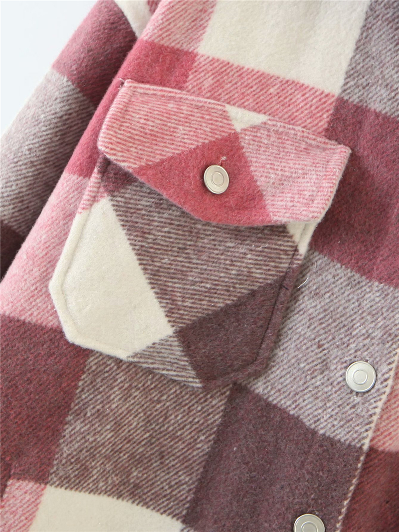 ZXQJ streetwear women woolen thick shirts autumn fashion ladies plaid shirt female chic oversize top casual girls blouses 210225