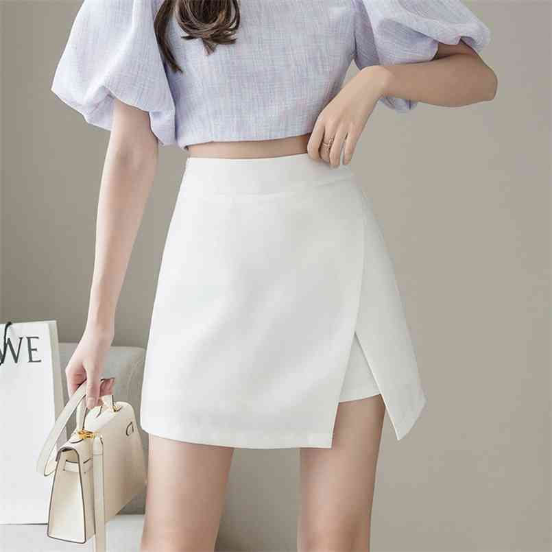Summer Split Chiffon Shorts Skirts Women Fake Two-piece Slim Skirt Woman High Waist A-line Thin White Femme 210708, Black
Summer Split Chiffon Shorts Skirts Women Fake Two-piece Slim Skirt Woman High Waist A-line Thin White Femme 210708, Black