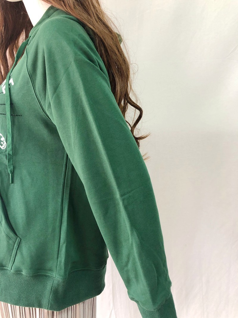 Chic Auturn Winter Women Hoodie Letter Hot Drill Women Green Hooded Sweatshirt 200924