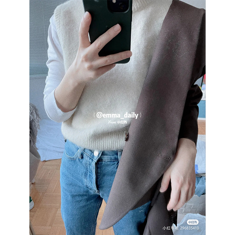 Vests Arket Autumn Fashion Versatile Twocolor Round Neck Sleevels K193E3294579