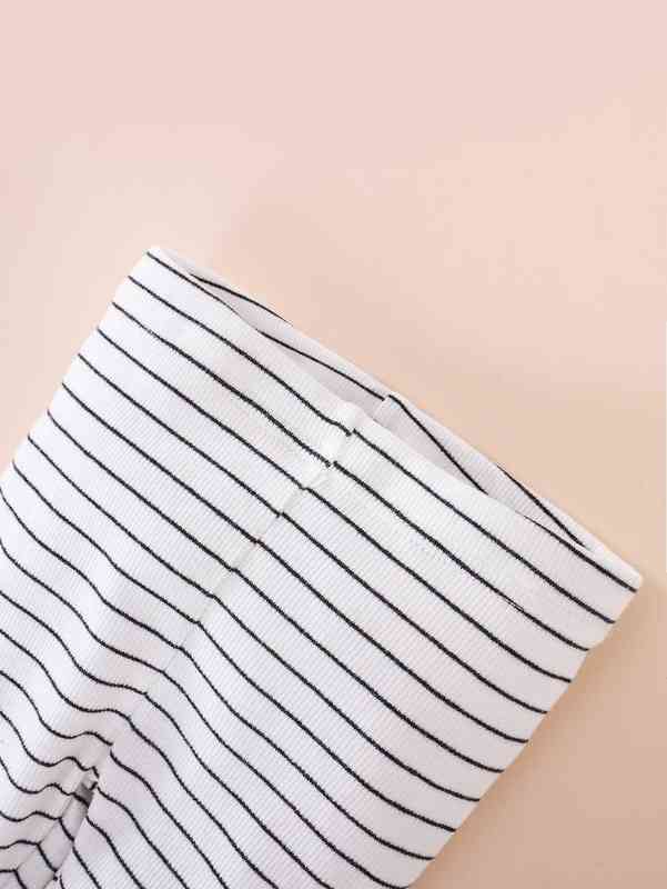 Baby Striped Ruffle Trim Bodysuit & Leggings SHE