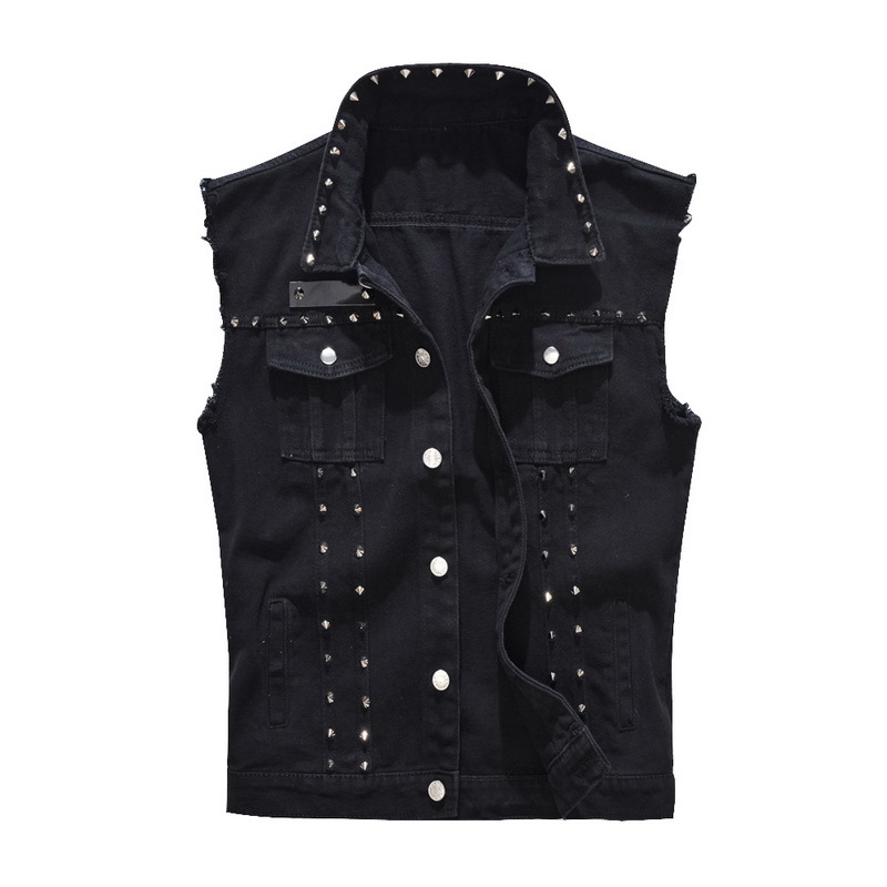 Mens Vintage Denim Vest Male Fashion Black Sleeveless Jackets Waistcoat Men Spring Autumn Rivet Hole Jeans Waistcoats
Mens Vintage Denim Vest Male Fashion Black Sleeveless Jackets Waistcoat Men Spring Autumn Rivet Hole Jeans Waistcoats