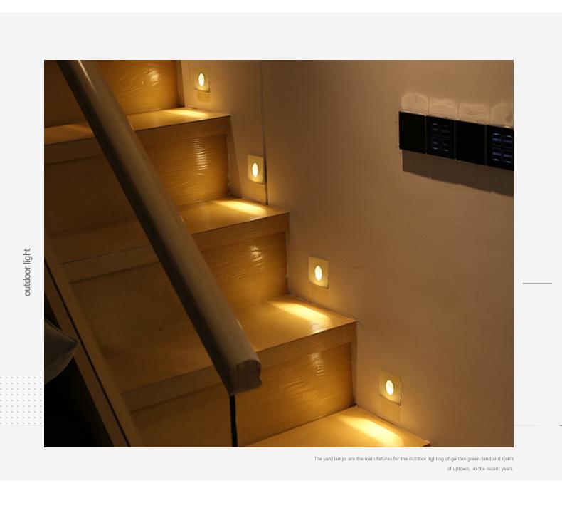 Recessed Led Stair Light 1w 3w Aluminum Square round wall corner lamp In Step Lamp for Concrete wall Stairway Night Lights 80mm