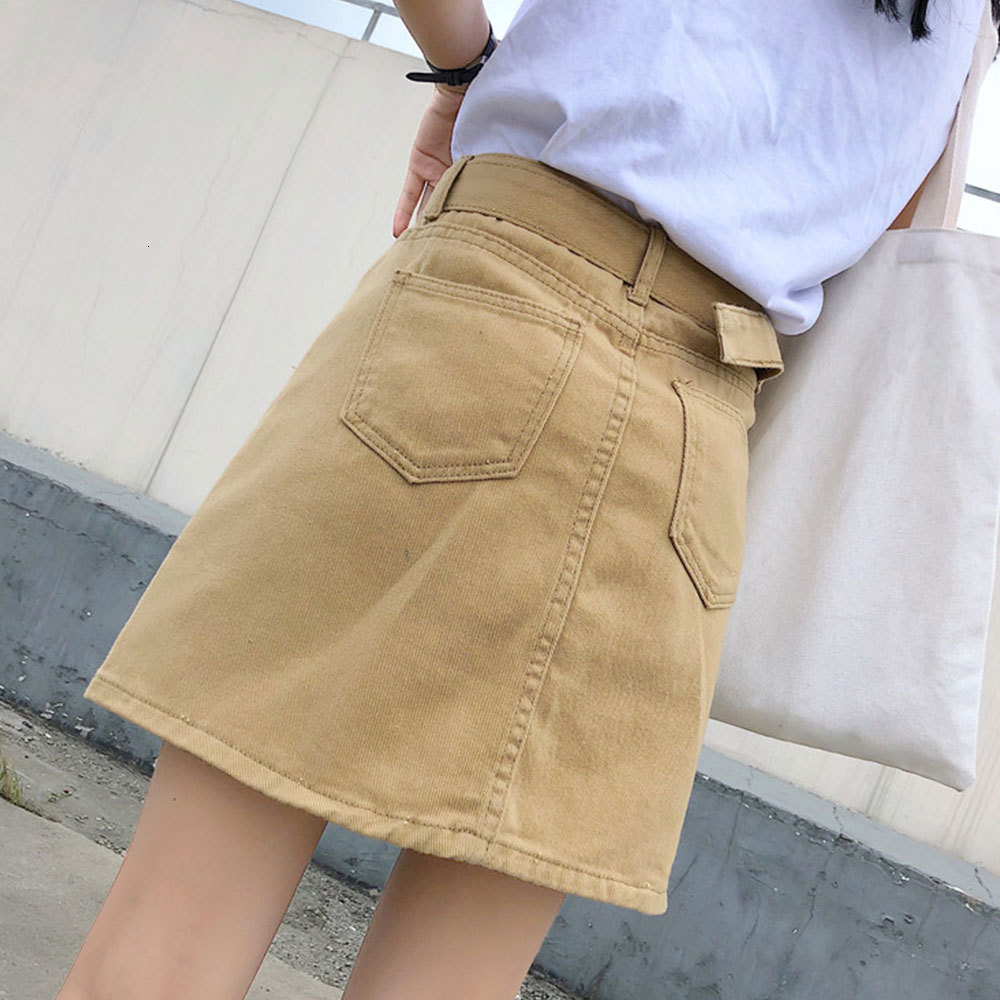 2021 New Casual Denim with Belt Waist Korean Harajuku Simple Short Vintage Chic A-line Jean Skirt High Street Fb5t, As photo 
2021 New Casual Denim with Belt Waist Korean Harajuku Simple Short Vintage Chic A-line Jean Skirt High Street Fb5t, As photo