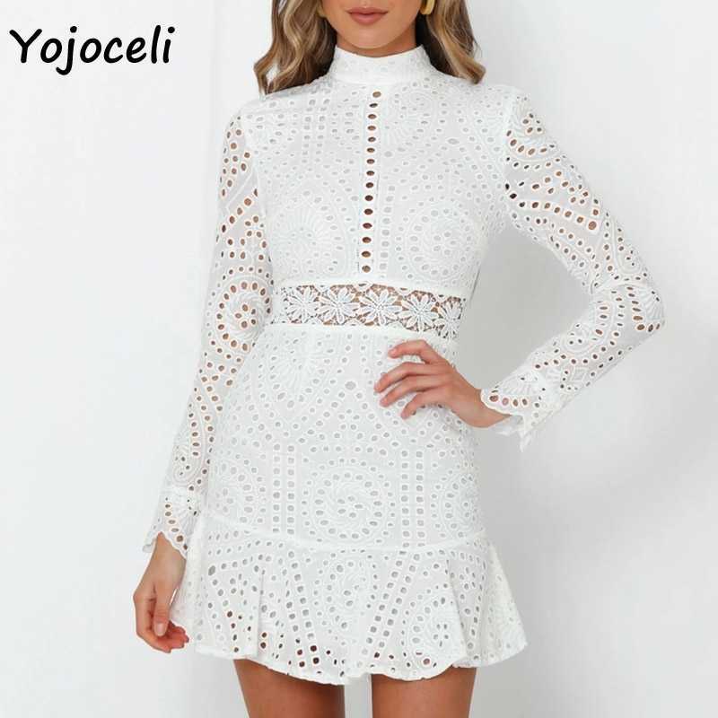 Yojoceli white cotton embroidery lace dres bodycon crochet party autumn winter 210609
Yojoceli white cotton embroidery lace dres bodycon crochet party autumn winter 210609