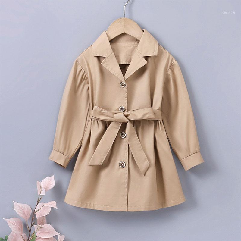 Coat Bear Leader Baby Girls Autumn Solid Colour Puff Sleeve Belt Windbreaker Girls' Korean-Style Mid-Length Temperament, Blue;gray 
Coat Bear Leader Baby Girls Autumn Solid Colour Puff Sleeve Belt Windbreaker Girls' Korean-Style Mid-Length Temperament, Blue;gray