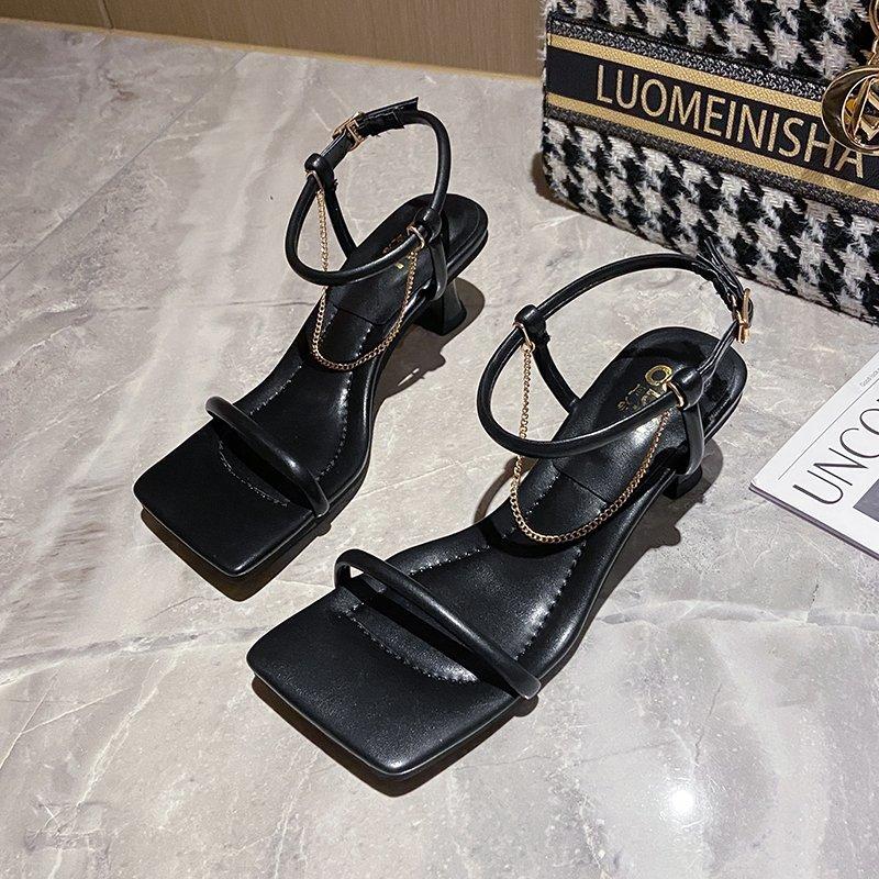 Sandals 2021 Summer Women High Heels Shoes Metal Chain Decoration Open Toes Fashion Party Female Lady, Black
Sandals 2021 Summer Women High Heels Shoes Metal Chain Decoration Open Toes Fashion Party Female Lady, Black