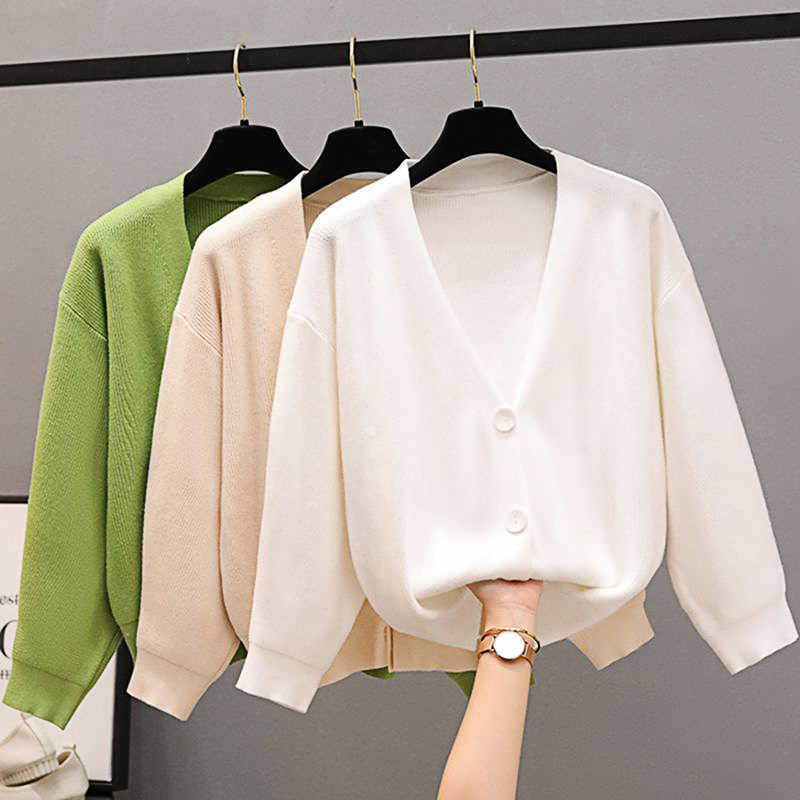 GIGOGOU Knit Sweater Women Autumn Female Casual Long Sleeve Button Cardigan Knitted Sweaters Coat Femme Winter Warm Clothes 211011Z