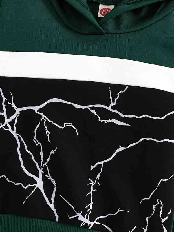Baby Lightning Print Colorblock Hoodie SHE