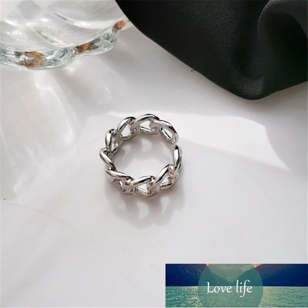 Simple Design Silver Color Metal Chain Open Ring For Women Hiphop Round Hollow Finger Rings Hipster Party Fashion Jewelry A964 Factory price expert de