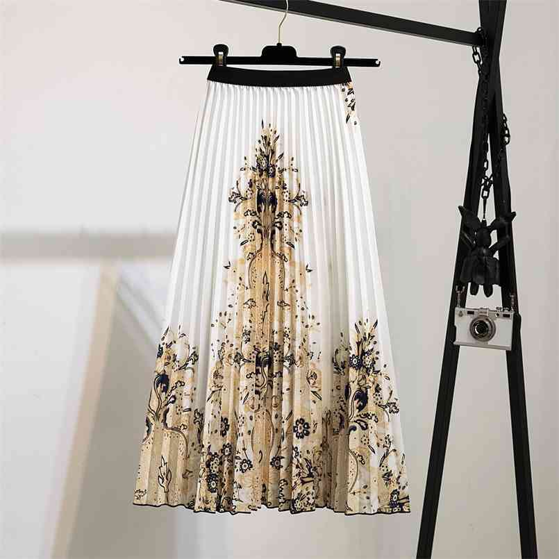 Fashion High Waist White Pleated Skirts Summer European Flower Printed Long for Women Mid-Calf Jupe Quality Skirt 210708, 1095-a
Fashion High Waist White Pleated Skirts Summer European Flower Printed Long for Women Mid-Calf Jupe Quality Skirt 210708, 1095-a
