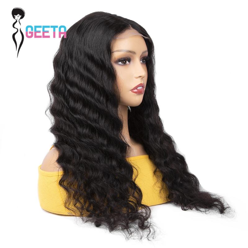 Lace Wigs Geeta Loose Deep Wave Closure Wig 180% 4x4 Front Human Hair Brazilian Frontal For Women