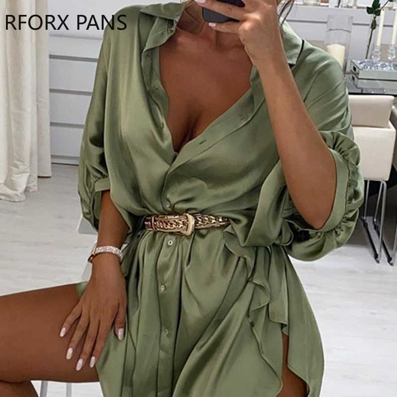 WomenSolid Long Sleeves Ruffles Slit Satin Ruched Shirt Dress Elegant Party Dress Y0603, Green
WomenSolid Long Sleeves Ruffles Slit Satin Ruched Shirt Dress Elegant Party Dress Y0603, Green