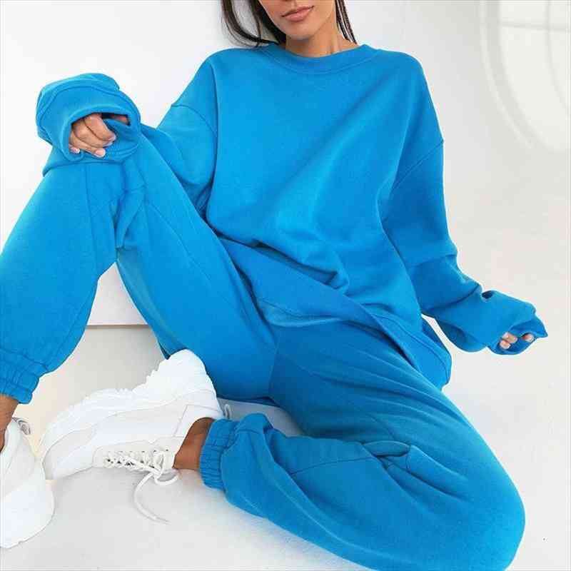 Women Solid Fleece Two Piece Sets Long Sleeve Pullover Loose Sweatshirts And Jogger Pant Suits Casual Female Street Tracksuits, White
Women Solid Fleece Two Piece Sets Long Sleeve Pullover Loose Sweatshirts And Jogger Pant Suits Casual Female Street Tracksuits, White
