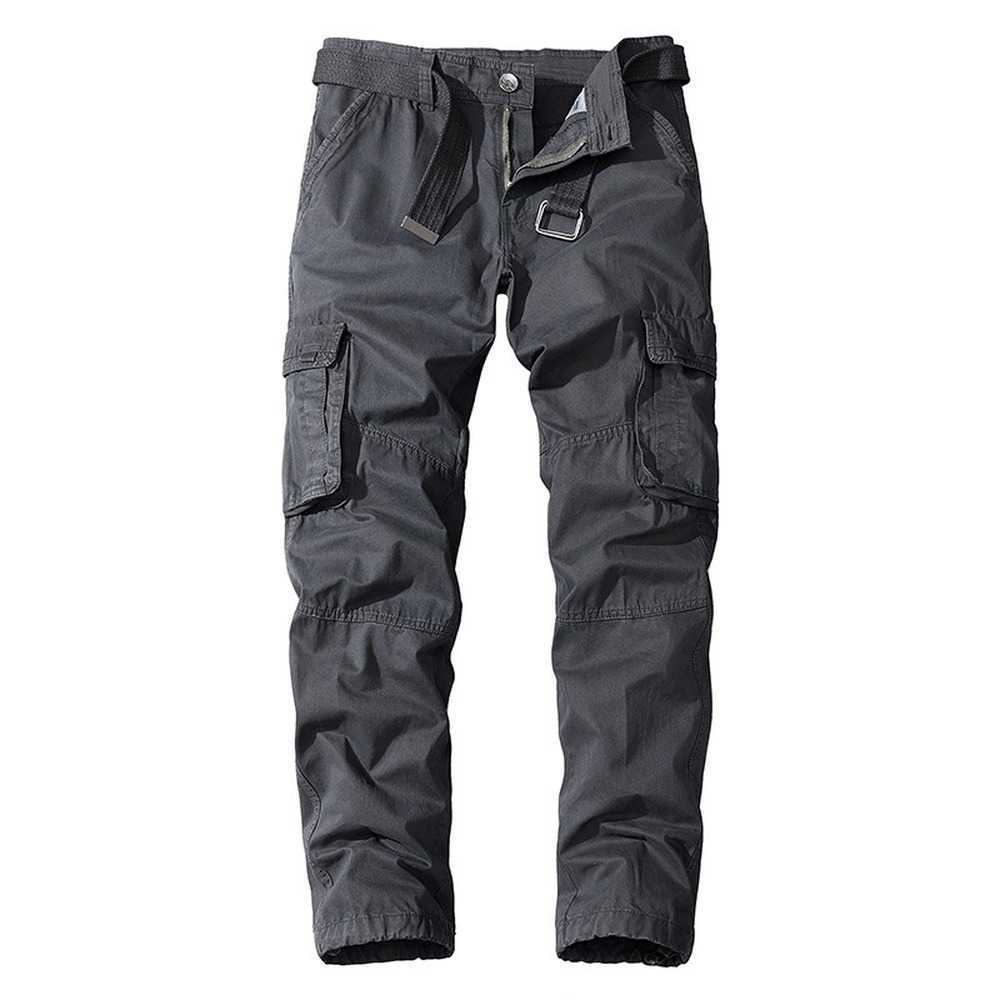 Men's Trousers Solid Cotton Cargo Pants Men Outdoor Military Tactical Work Pants Multi-Pockets Trousers Fashion Clothing Male 210714
