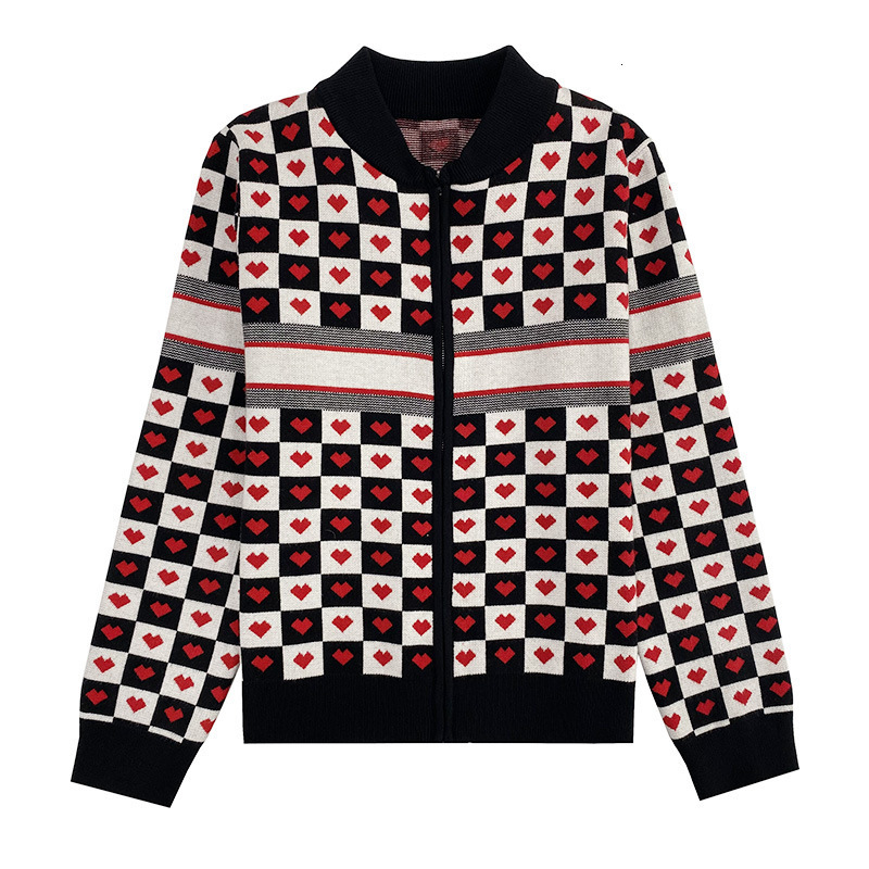 D family' same Zipper Jacket Women' 21 early autumn new lattice love jacquard knitted cardigan
D family' same Zipper Jacket Women' 21 early autumn new lattice love jacquard knitted cardigan